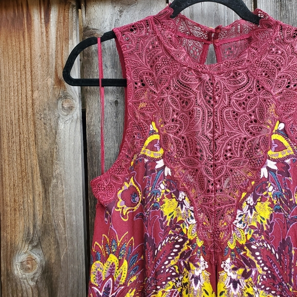NWT Free People Maroon Lace Slip Dress - Picture 3 of 9